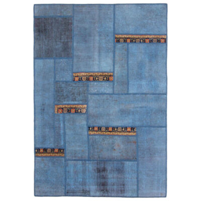 Persian Hand-Knotted Patchwork Carpet Ocean