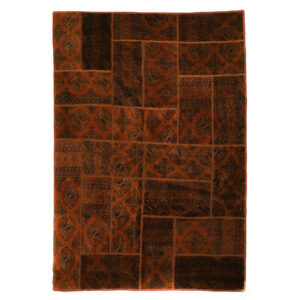 Vintage Persian Hand-Knotted Patchwork Carpet Dark Red