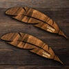 Artistic Persian Inspired Wooden Bookmark Feather Shaped - Set of 2