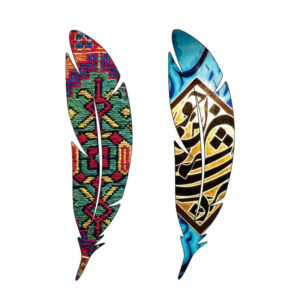 Artistic Persian Inspired Wooden Bookmark Feather Shaped – Set of 2