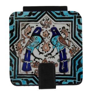 Pocket Mirror with Persian Inspired Pigeons Design