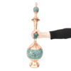 Decorative Copper Bottle Persian Artisan-Crafted Turquoise Inlay Ocean