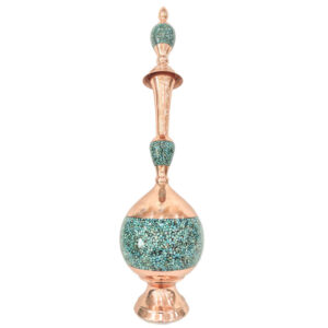 Decorative Copper Bottle Persian Artisan-Crafted Turquoise Inlay Ocean