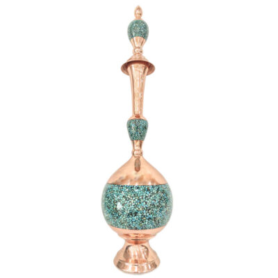 Decorative Copper Bottle Persian Artisan-Crafted Turquoise Inlay Ocean