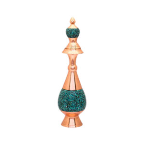 Decorative Copper Bottle Persian Artisan-Crafted Turquoise Inlay Vala