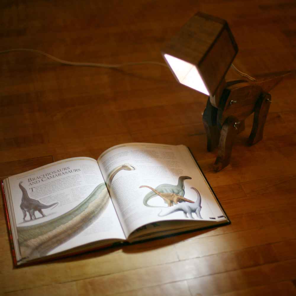 Figurative Dinosaur Sculptural Wooden Novelty Desk Lamp