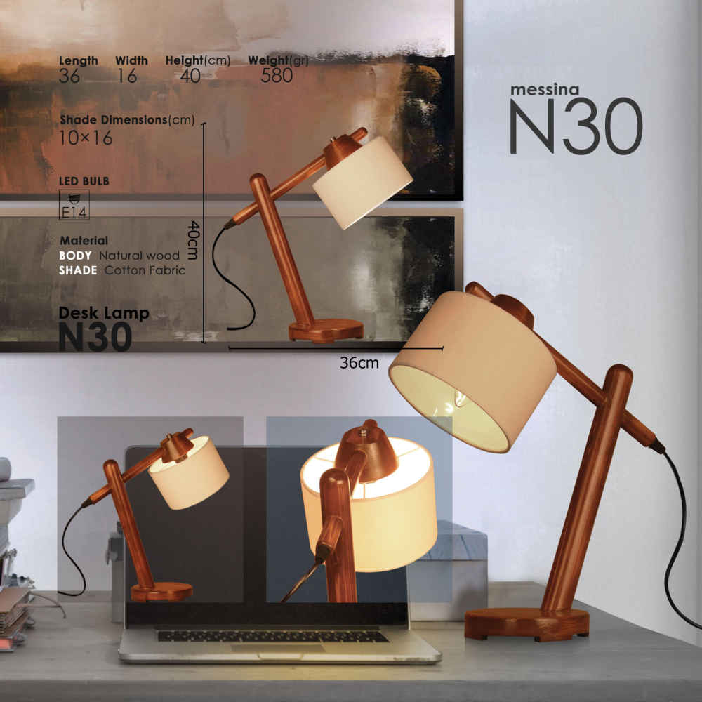 Minimalist Architectural Wooden Adjustable Desk Lamp