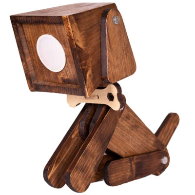 Figurative Puppy Sculptural Wooden Novelty Desk Lamp