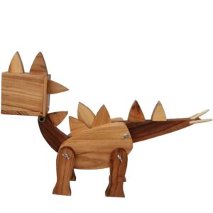 Wooden Novelty Desk Lamp Handcrafted and Adjustable Stego Dinosaur Figurine