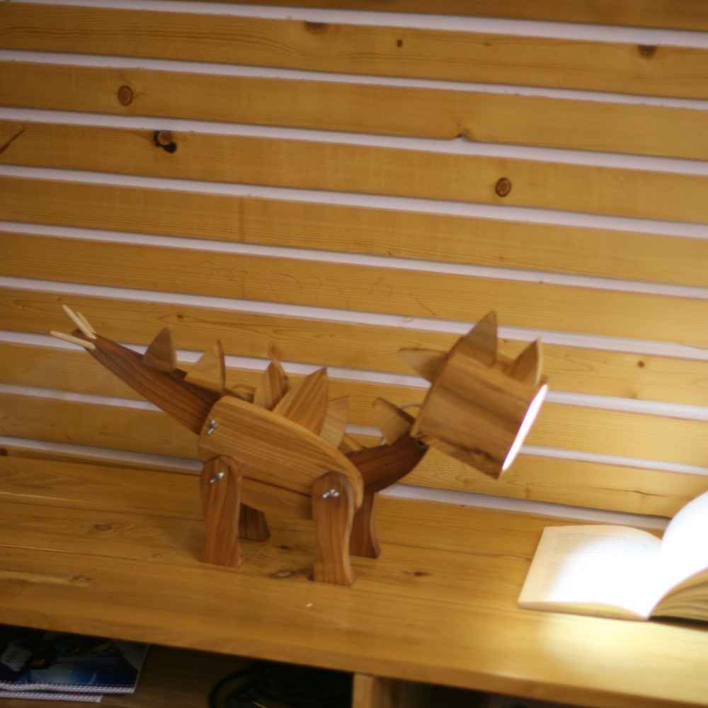 Figurative Dinosaur Sculptural Wooden Novelty Desk Lamp