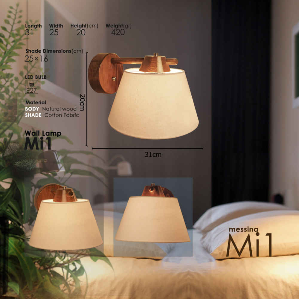 Wooden Wall Sconce Light Modern and Minimalist Style Cozy Aesthetic Mina