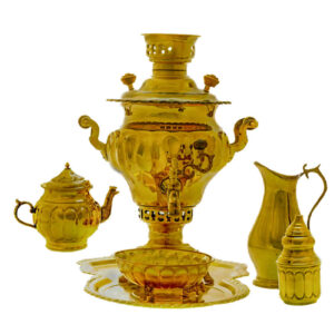 Persian Brass Samovar Decorative Charcoal Tea Maker 3-Liter