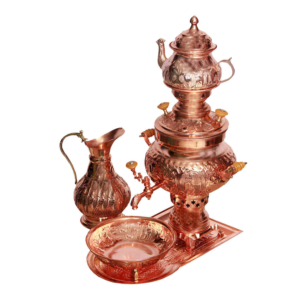 Persian Copper Samovar Decorative Charcoal Tea Maker 4-Liter