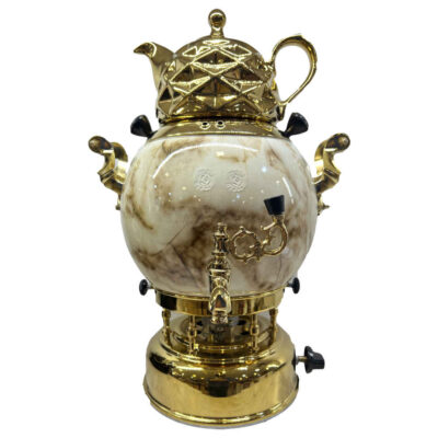 Gas Samovar Tea Maker with Teapot Modern Geometric Design Marble 6-Liter