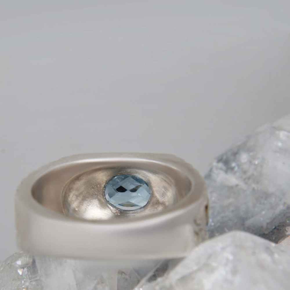 Persian Blue Topaz Silver Ring for Men Emad