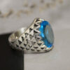 Persian Blue Topaz Silver Ring for Men Musa