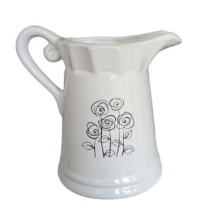Decorative Ceramic Pitcher Vase, Featuring the Flowers Model for a Charming Farmhouse Aesthetic