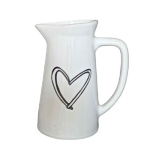 Decorative Ceramic Pitcher Vase, Featuring the Heart Model for a Warm and Inviting Farmhouse Look