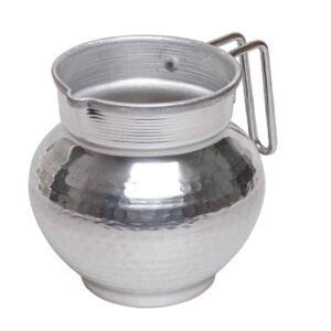 Decorative Steel Pitcher Vase with a Hammered Finish, Featuring the Hammered Model for Rustic Farmhouse Charm