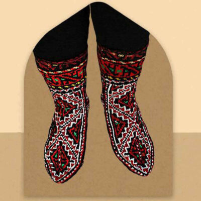 Handwoven Cotton Crew Socks for Women with Alborz Design, Traditional Persian Knit