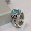 Persian Blue Topaz Silver Ring for Men Vala
