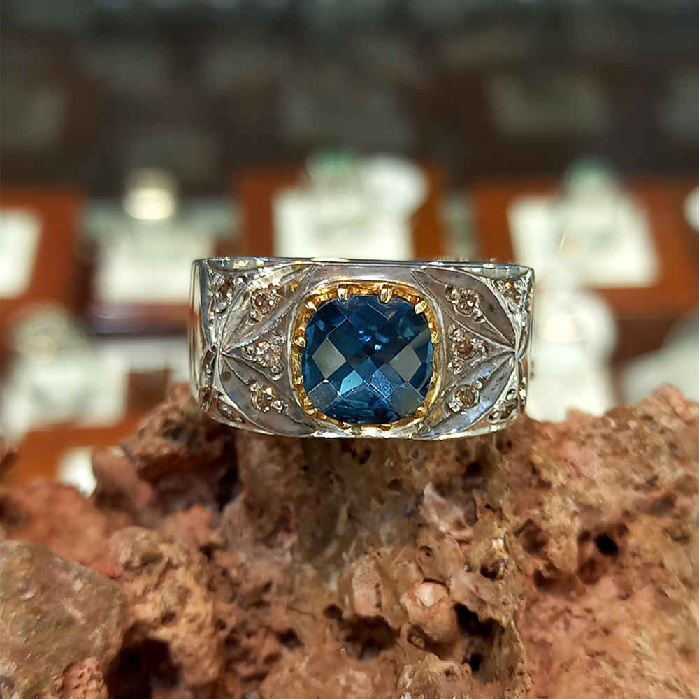Men’s Silver Ring – Blue Topaz Farhad Artisan Design