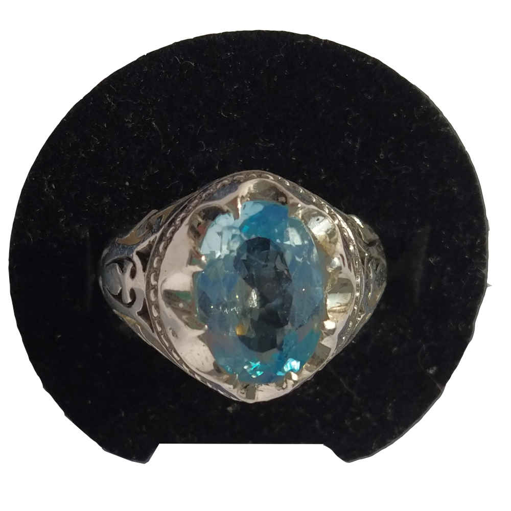 Men’s Silver Ring – Natural Blue Topaz Elegance Model