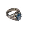 Men's Silver Ring - Natural Blue Topaz Elegance Model