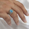 Men's Silver Ring - Blue Topaz Rekab Traditional Design