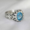 Men's Silver Ring - Blue Topaz Rekab Traditional Design
