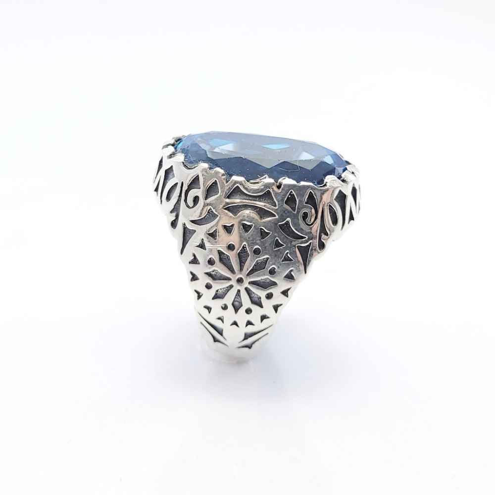 Men’s Silver Ring – Blue Topaz Shams Traditional Model