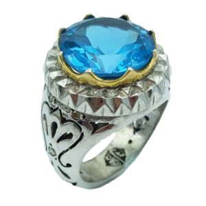 Men’s Silver Ring – Swiss Blue Topaz Premium Design