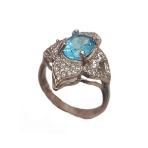 Women’s Silver Artisan Ring – Dorna Blue Topaz Design