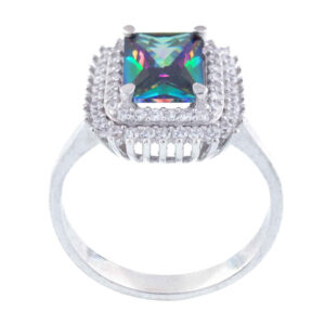 Women’s Silver Engagement Ring – Mahsa Blue Topaz Design