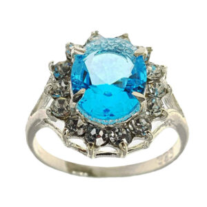 Women’s Silver Artisan Ring – Sahar Blue Topaz Design