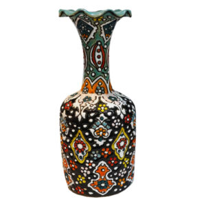 Decorative Vase Hand-Painted with Persian Minakari Enamel, Featuring the Fazel Model with a Beautiful Floral Design