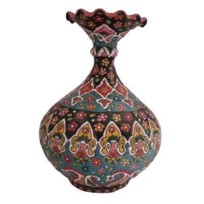 Decorative Vase Hand-Painted with Persian Minakari Enamel, Featuring the Laleh Model for a Single Stem Display with Floral Art