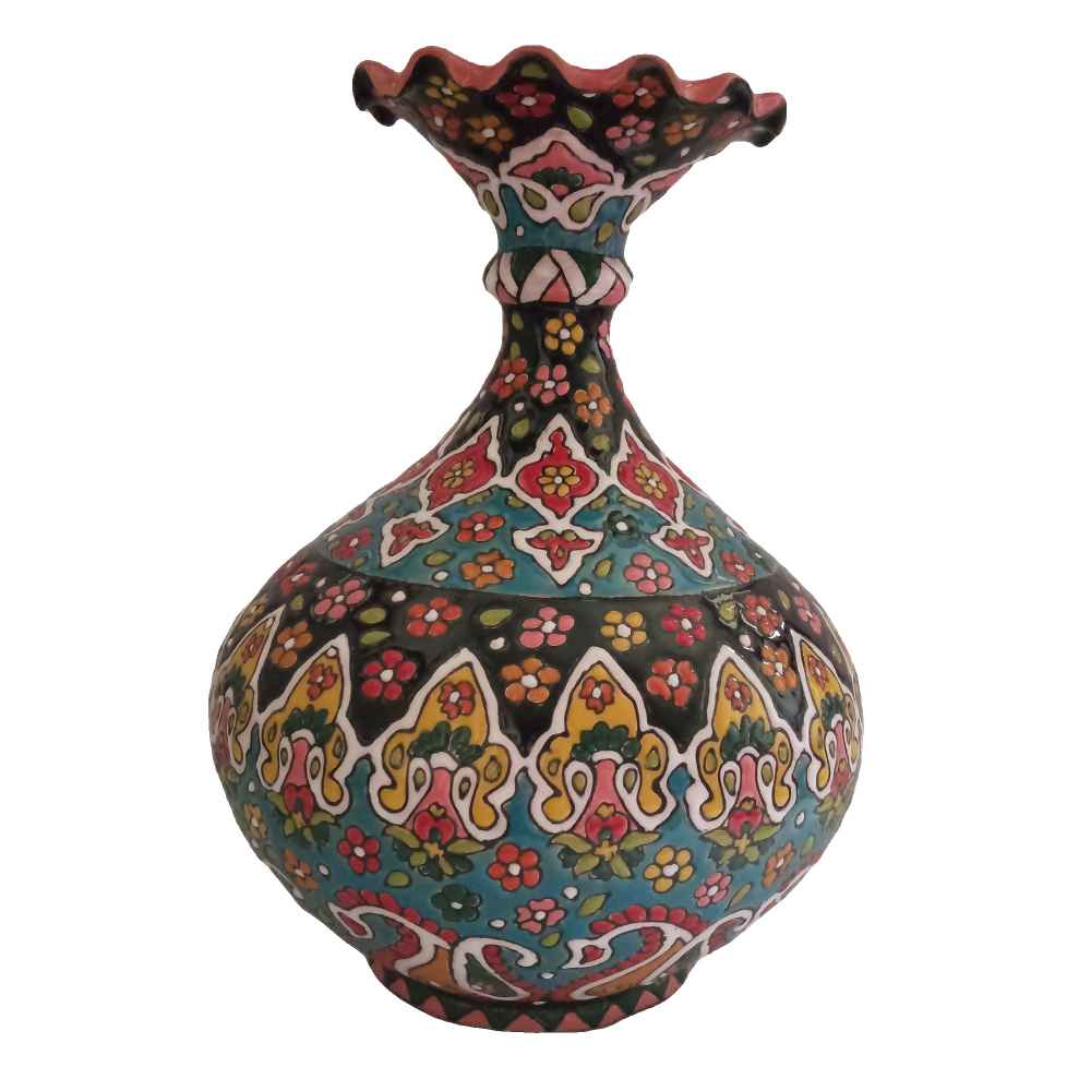 Decorative Vase Hand-Painted with Persian Minakari Enamel, Featuring the Laleh Model for a Single Stem Display with Floral Art