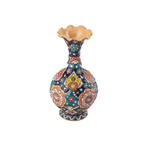 Decorative Vase Hand-Painted with Persian Minakari Enamel, Featuring the Sheypoori Model with a Classic Floral Design