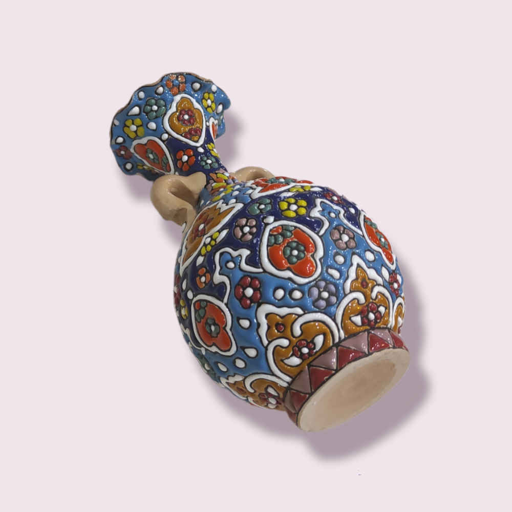 Decorative Vase Hand-Painted with Persian Minakari Enamel, Featuring the Tanaz Model with a Traditional Floral Motif