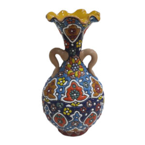 Decorative Vase Hand-Painted with Persian Minakari Enamel, Featuring the Tanaz Model with a Traditional Floral Motif