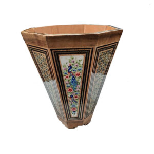 Persian Wooden Waste Basket – Khatamkari Gol Design