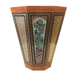 Persian Wooden Waste Basket – Khatamkari Golestan Style