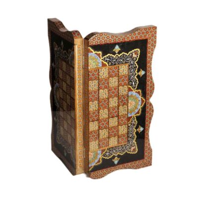 Handcrafted Persian Delbar Floral Wooden Marquetry Chess Board