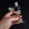 Persian Filigree Candlestick Copper Coated with Silver Golbarg (x2)