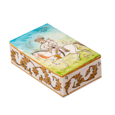 Handcrafted Bone Jewelry Box with Persian-Inspired Arash Pattern