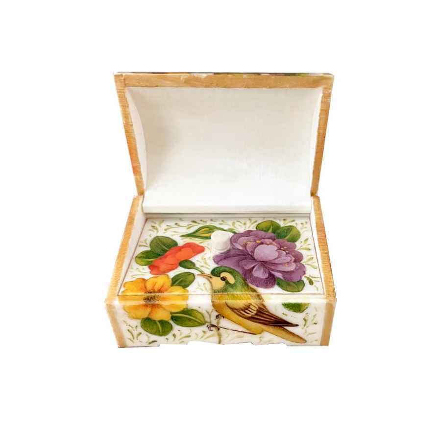 Handcrafted Bone Jewelry Box with Persian-Inspired Farah Pattern