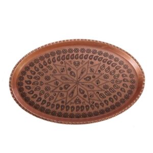 Traditional Badami Copper Serving Tray – Geometric Engraved Tray