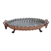 Persian Copper Serving Platter Hammered Footed 36 cm