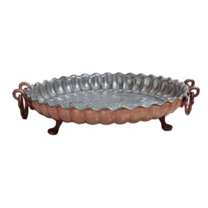 Persian Copper Serving Platter Hammered Footed